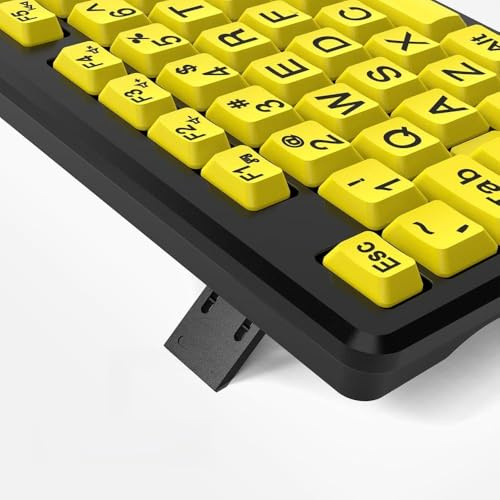 Dioche Tastiera Cablata per Computer Ad Alta visibilità - Tastiera Gialla a Caratteri Grandi per Anziani, USB Plug-and-play Ad Alta compatibilità, Digitazione Silenziosa, Resistente Agli Spruzzi