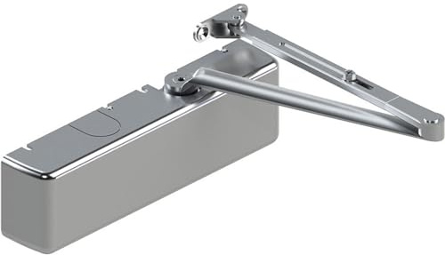Hager 5100 Series Cast Iron Grade 1 Heavy Duty Surface Door Closer, Multi-Mount, 1–6 Adjustable Spring Size, Sprayed Aluminum Finish