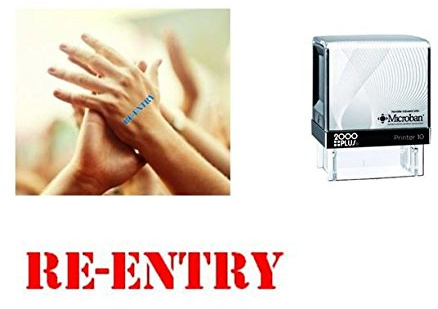 RE-Entry Hand Stamp - Suitable for Festivals, Parties, Clubs, Special Events, Bars etc. (Red)