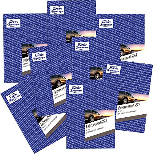 AVERY Zweckform 223 Fahrtenbuch für PKW (vom Finanzamt anerkannt, A5, auf 80 Seiten für insgesamt 858 Fahrten) 8 Stück