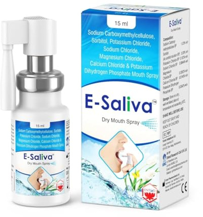E-Saliva Natural Dry Mouth Spray for Adults, Saliva Spray for Dry Mouth Relief, Long-Lasting Moisturising Mouth Spray, Oral Hydration & Comfort, Refreshing Natural Flavour, 15ml (Pack of 1)