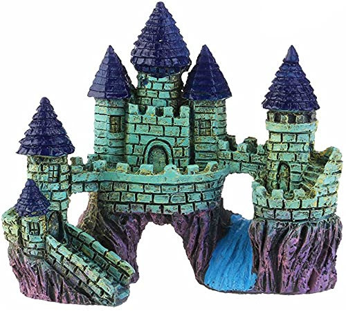WAIBBU Dekoration für Aquarium, Aquarium, künstlich, Fischtank, Schloss, Zubehör, Aquarium, Ornamente, Fische, Schildkröte, Schloss, Kunstharz, Schloss, Aquarium, 15 x 8 x 13,5 cm