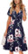 VOTEPRETTY Summer Dresses for Women UK Short Sleeve V Neck Wrap Casual Floral Sundress with Pockets(Floral01,M)