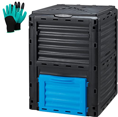 Azaeahom Garden Compost Bin 80 Gallon (300L) Large, Outdoor Composter from PP Material,Composting Box Easy Assembly & Many Vents, Fast Creation of Fertile Soil, Lightweight & Sturdy