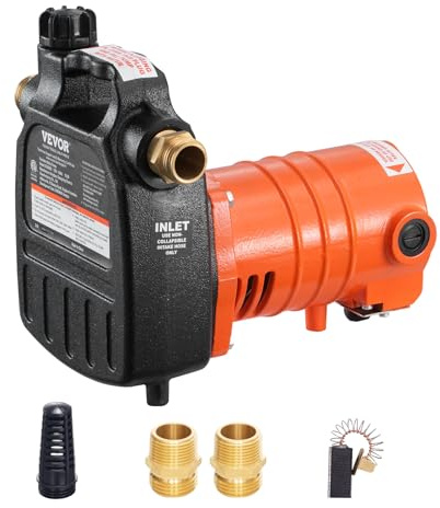 VEVOR Cast Iron Water Transfer Pump, 115V AC 1600 GPH 1/2HP, Portable Electric Utility Pump with Carbon Brush, Filter, Brass Connectors, for Garden, Rain Barrel, Pool, Pond, Hot Tub, Aquarium Draining