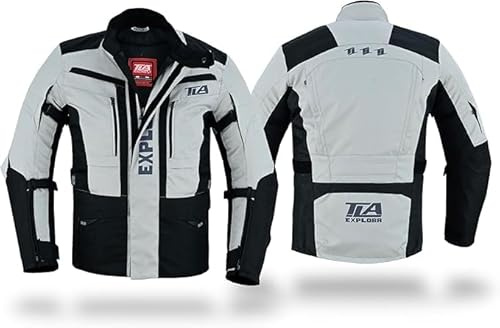 TLA EXPLORA 4-Jahreszeiten-Motorradjacke mit Schutz, herausnehmbarem Futter, wasserdicht & atmungsaktiv. Größen S-6XL für Herren & Damen. Ideal für Enduro, Adventure, Schneemobil, Quad, ATV.