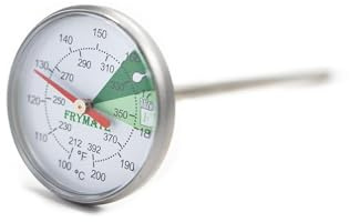 Frymate Commercial Deep Fryer Thermometer with Dial Thermometer, 5 Stainless Steel Stem 1.25 Dial Display Meat Chicken Fries