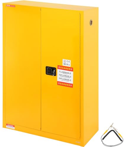 VEVOR Sicherheitsschrank für Brennbare Flüssigkeiten, 45 Gal, Lagerschrank für Brennbare Flüssigkeiten aus Kaltgewalztem Stahl, 1090 x 460 x 1655 mm, Explosionsgeschützt, mit 2 Verstellbaren Regale