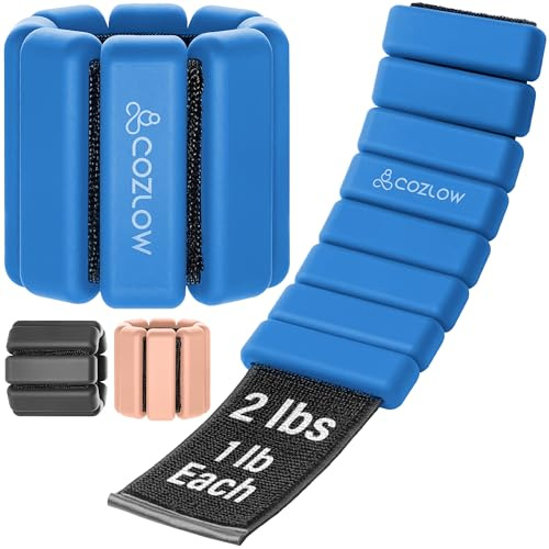 Cozlow - Ankle & Wrist Weights for Men & Women - Adjustable Silicone Workout Bands for Fitness & Strength Training - Wearable Leg & Cuff Weight Straps for Yoga & Dance