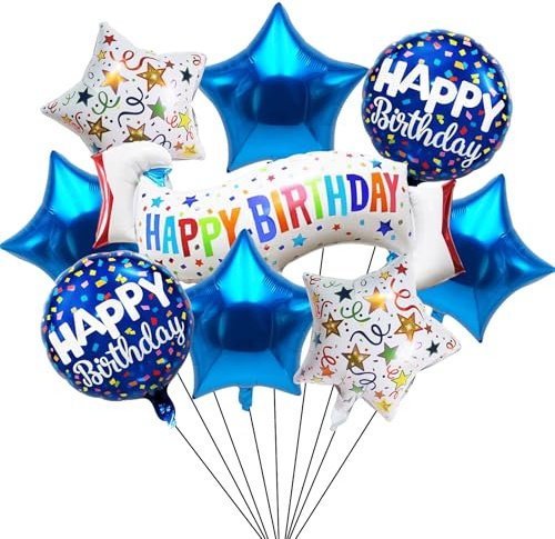 Ballon Joyeux Anniversaire, 6 Pièces Ballons Anniversaire, Ballon en Aluminium avec Happy Birthday, Décorations d'anniversaire pour Enfant et Adultes (9 Pcs)