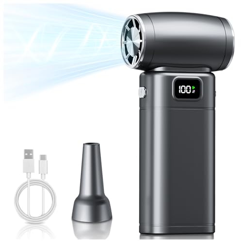 Compressed Air Duster, Electric Air Duster with 6-Gear Adjustable Speed & 6000mAh Battery, LED Light for Effortless Cleaning of Computer, Keyboard, Camera, Car, Home Office (Up to 80,000 RPM)