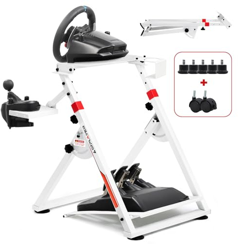 GTPLAYER Steering Wheel Stand for G25 G27 G29 G920 Foldable Racing Wheel Stand with Cup Holder Adjustable Height/Angle, Driving Simulator Gaming Wheel Stand