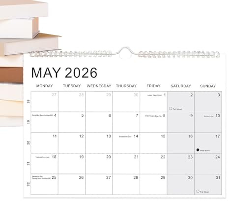 Calendario De Pared Mensual 2026-2027,Planificador Con Bloques Rayados Grandes | Calendario Planificador De Pared 2026-2027 | Para Organizar Tareas Objetivos Citas Y Festivos