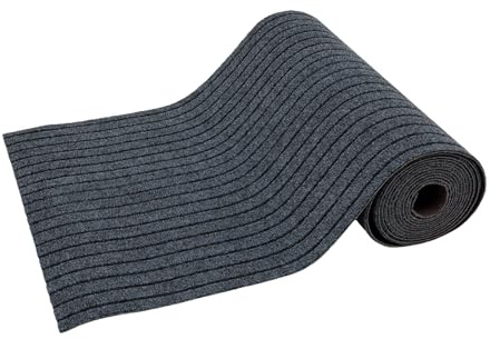 20ft x 27.56 Inch Non-Slip Stair Runner Carpet, Waterproof Indoor Rug Stair Hallway Runner Rug Large Size Protective Stair Cover Floor Protective Mat for Stairs Hallway Living Room (Black Grey)