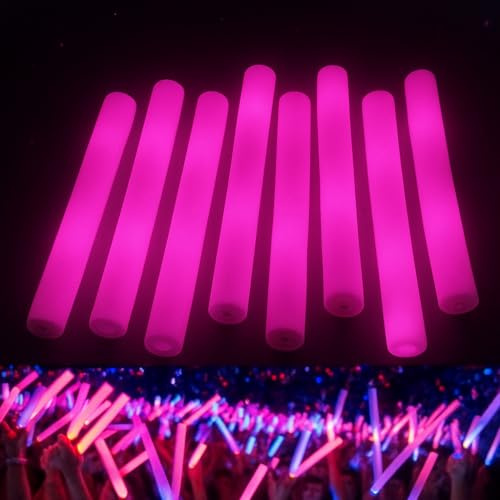 zenda club® Set di 10 bastoncini luminosi a LED rosa 48 cm – Baton luminoso fluorescente in schiuma – 3 modalità flash – Glow Sticks per concerto, matrimonio, compleanno, festival e serate DJ