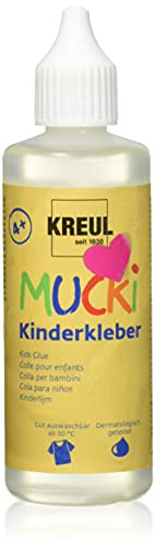 KREUL 24382 - Mucki Kinderkleber, 80 ml Flasche, wasserlöslich, lösemittelfrei, PVC-frei, geruchlos, universell einsetzbar, parabenfrei, glutenfrei, laktosefrei, vegan, auswaschbar, glasklar