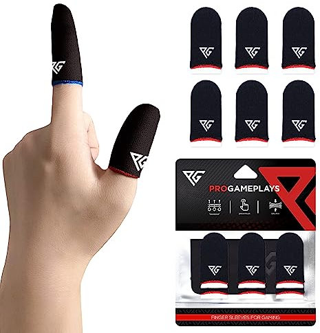 Progameplays Protège-doigts petite taille pour jeux, téléphone, Pubg Cod Mobile, anti-transpiration, compatible avec les téléphones de jeux, gants ultra-sensibles (Carbon Fibre Red)