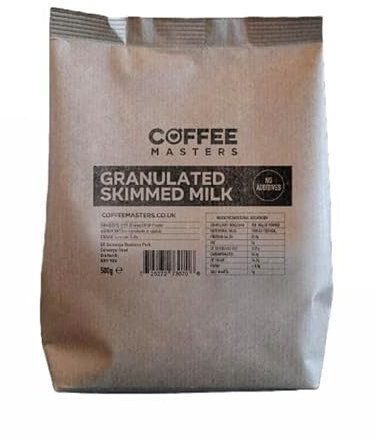 Coffee Masters Granulated Skimmed Milk Powder - 10 x 500g Dried Skim Powdered with No Additives - Perfect for Bean to Cup Espresso Machines and Home Use