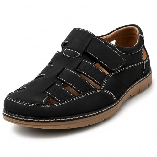 JOMIX Sandali Sportivi Uomo a Strappo Sandali Estivi con Punta Chiusa da Trekking Outdoor Spiaggia Mare Casa SU5800-1 Nero, 42