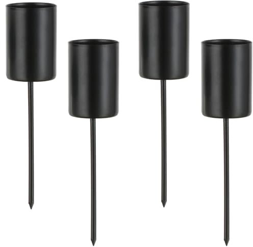 Romadedi Kerzenhalter Adventskranz Schwarz für Stabkerzen - 4er Set Advent Kerzenständer Stabkerze Kranz zum Stecken Stabkerzenhalter Metall für Weihnachten Deko Tischdeko Kerzen