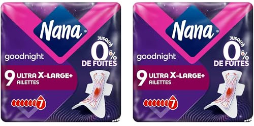 Nana Ultra Extra-Large Avec Ailettes Flux Très Abondants Plus, 9 Serviettes (Lot de 2)