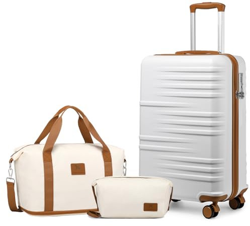 British Traveller Handgepäck Koffer Trolleys Reisekoffer Hartschalenkoffer 54 * 36.5 * 21.5cm mit TSA-Schloss ABS+PC Enthält 1 Reisetasche und 1 Kosmetiktasche