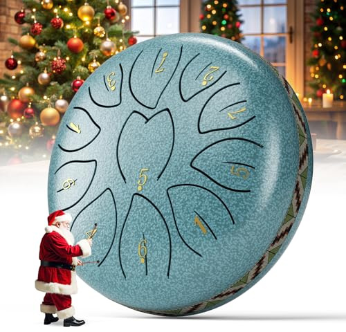 Steel Tongue Drum, 6 Pollici 11 Note D Key Handpan Strumento Musicale Impostata, Portatile Tamburo del Handpan in Acciaio, Strumento a Percussione per Meditazione, Yoga, Guarigione del Suono, Blu