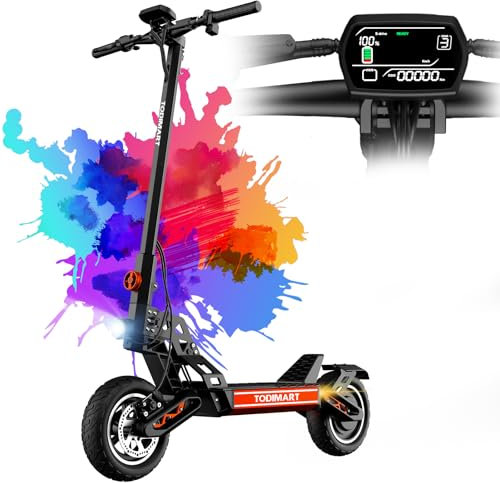 TODIMART X5S Patinete Eléctrico Adultos, 2000W de Potencia, Autonomía 60-70KM,48V/18.2Ah Batería, Doble Frenos de Disco/Plegable Scooter Electrico con App