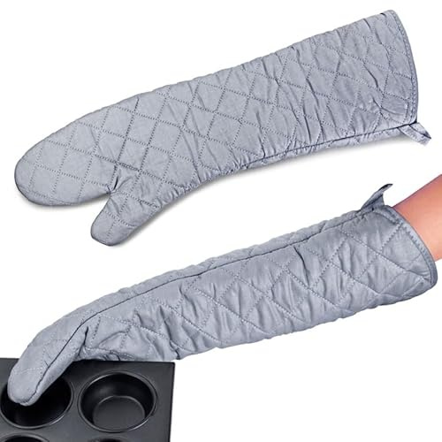 Linwnil Extra Long 23 Inch Heat Resistant Oven Gloves New Cotton Oven Mitts Kitchen Gloves High Temperature Cooking Tool BBQ Gloves (23-Inch)