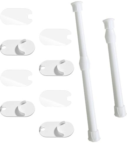 Barra de Tensión Telescópica, 2 Barras Telescópicas para Cortinas, Barra de Extensión para Cortinas, Barra Telescópica Ajustable, barras de cortina sin agujeros, 30-50 cm, Visillos, Blanco