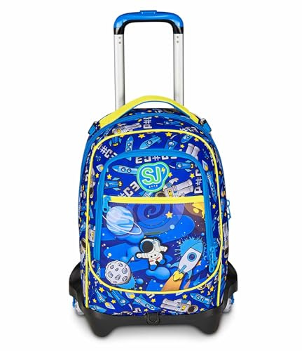 SJ GANG STYLE JAM GANG Trolley Scuola Jack 3 Ruote, Blu, 3 in 1, Zaino Triplo Uso con Carrello Sganciabile, 33 L, Zaino Scuola Elementare, Zaino Bambino
