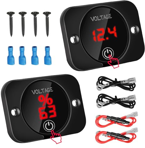 Linkstyle 2PCS Voltmetro Digitale DC 12V 24V, Tester Batteria Impermeabile con Protezione da Sovraccarico, Misuratore Tensione per Auto Moto Camper