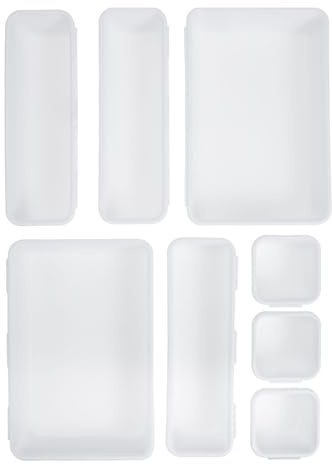 Healvian Boîte Rangement Tiroir 8 Pièces Organisateur Maquillage En Plastique Modulaire Plateaux De Rangement Pour Cosmétiques Bureau Et Salle De Bain 9.25 X 6.10 X 1.77 in