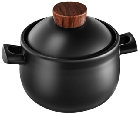 COHEALI Olla de Cerámica para Cocina Doméstica 1.8l con Tapa, Cazuela Grande para Estofado y Sopa, Resistente al Calor para Gas y Vitrocerámica, Utensilios de Cocina para Cocción