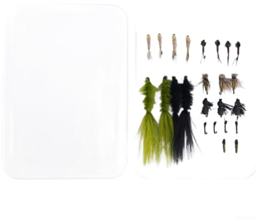 Set di mosche da pesca alla trota, 24 pezzi, con motivi di streamer asciutti e bagnati legati a mano, per imitazione naturale del pesce esca