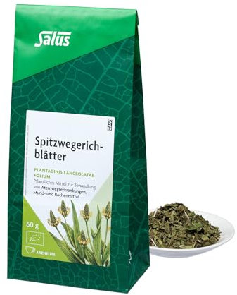 Salus - foglie di piantaggine - 1 sacchetto da 60 g - sciolto - tè medicinale - Plantaginis lanceolatae folium - bio
