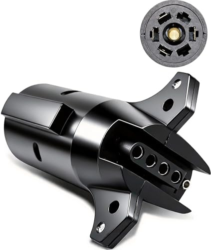 NEW SUN Ultimate Trailer Adapter, 7 Pin to 5 Pin RV Adapter, Connector for Trailers & RV Exterior Accessories, Round Plug 7 Way Blade to 5 Way Flat Connector Waterproof