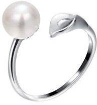 VIKI LYNN Bague Femme Argent Fin 925 Bague Perle de Culture 8-9 mm Réglable Bague Ouverte de Fiançailles Mariage Promesse Alliance Anniversaire Saint Valentin Fête des Mères