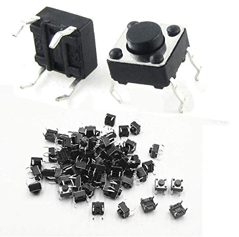 Youmile 100PACK Tact Button Switch 6x6x4.3mm 6 * 6 * 4.3mm 4 Pin Micro PCB SMD SMT Momentary Tactile Tact Push Button Switch 4 Pin DIP