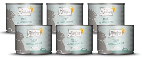 MjAMjAM - Premium Nassfutter für Katzen - Insekt mit vorzüglichem Kalb, 6er Pack (1 x 1200 g), getreidefrei mit Insektenprotein