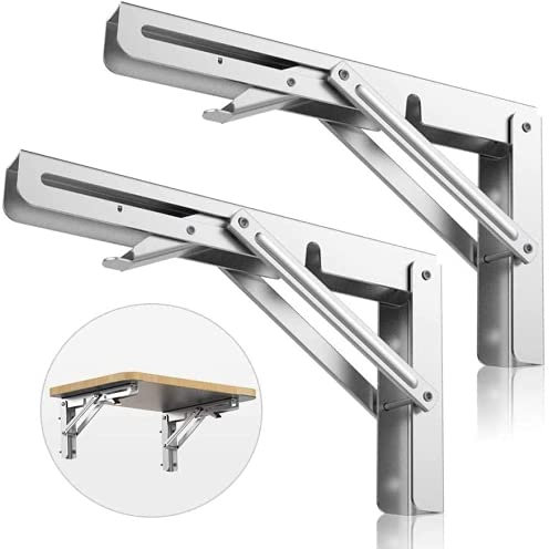 Klappkonsole Schwerlast 500mm, Edelstahl Klappkonsole Klapptisch Wand Klappscharnier für Haus Küche Büro Grill klapptisch Wandmontage (2 Stück)