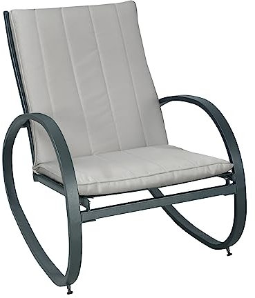 SVITA EIBY Deluxe Schaukelstuhl Schaukelsessel Outdoor Armlehne Hellgrau/Dunkelgrau