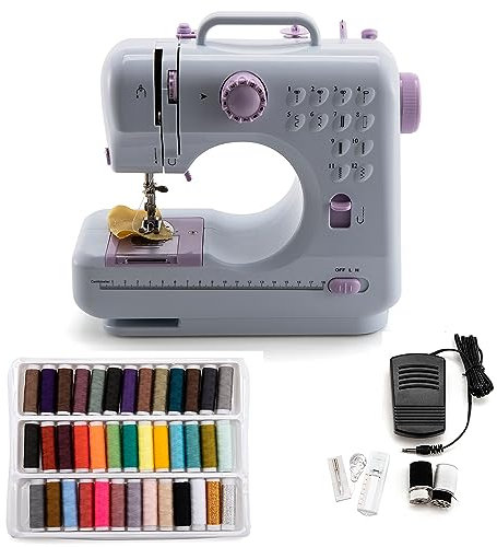 Mini Nähmaschine Tragbare Nähmaschine für Anfänger Erwachsene, Elektrische Handarbeit Geschwindigkeit Crafting Flickmaschine Elektrische Overlock-Nähmaschinen zum Nähen von Seide Denim Wolle Leder