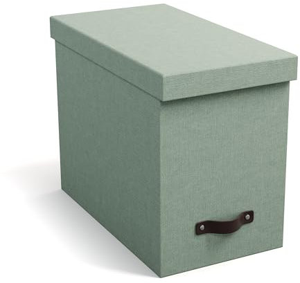 BIGSO JOHAN Hängeregisterbox mit Deckel – stilvolle Archivschachtel inklusive 8 Hängehefter – Hängemappenbox aus Faserplatte und Papier in stilvoller Leinenoptik – mintgrün