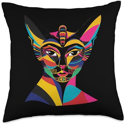 Bastet Pop Art Bast Ailuros Throw Pillow