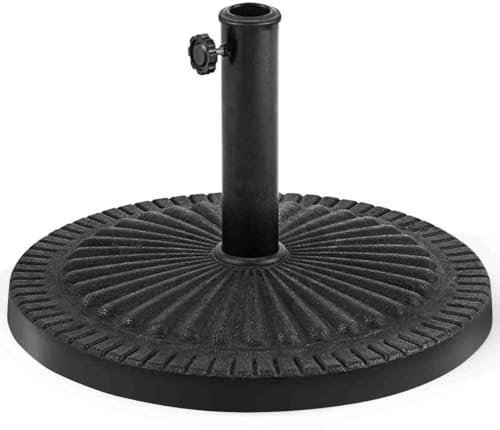 GOPLUS Pied de Parasol en Résine 15KG, Support de Parasol Rond avec Bouton Rotatif, Convient pour Poteaux de Parapluie de Φ 38/48 MM, Base de Parasol pour Jardin, Terrasse, Plage, Patio