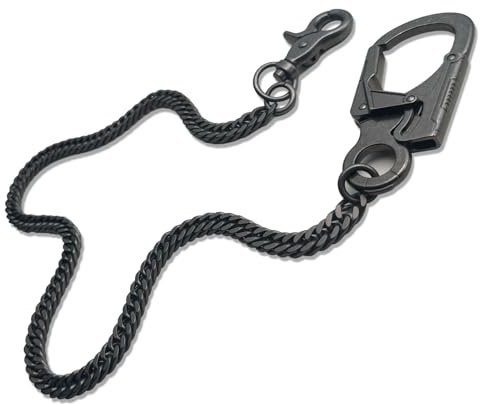 Ahiller Men's Wallet Chain - 25 Stainless Steel Heavy Duty Key Chain with Alloy Carabiner & Double Lock, for Biker Punk Style Accessories (QK-Gunmetal)