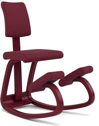 Varier Variable Plus Kniestuhl mit Rückenlehne Monochrom Plum– Ergonomischer Bürostuhl im Skandinavischen Design, Aktives Sitzen und Komfort – 10 Jahre Garantie