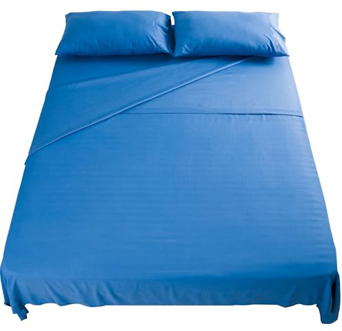 Set Lenzuola Letto Una Piazza e Mezza 140x190 cm 4pz Set Completo Lenzuolo Letto Piatto, Coprimaterasso con Angoli e Federe 50x80 in Morbida Microfibra Spazzolata Anti-Acaro Lavabile in Lavatrice