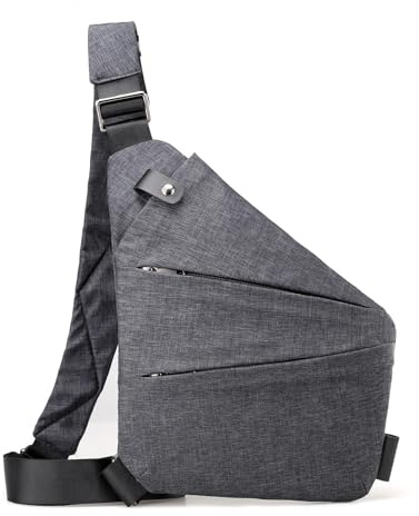 Fonyiunce Sac de Voyage Antivol, Sac à Bandoulière pour Homme et Femme, Poche Poitrine Multi-Poches, S ac à Bandoulière Antivol, pour Voyage Sports épaule Travers Cyclisme Moto Sling Bag Gris